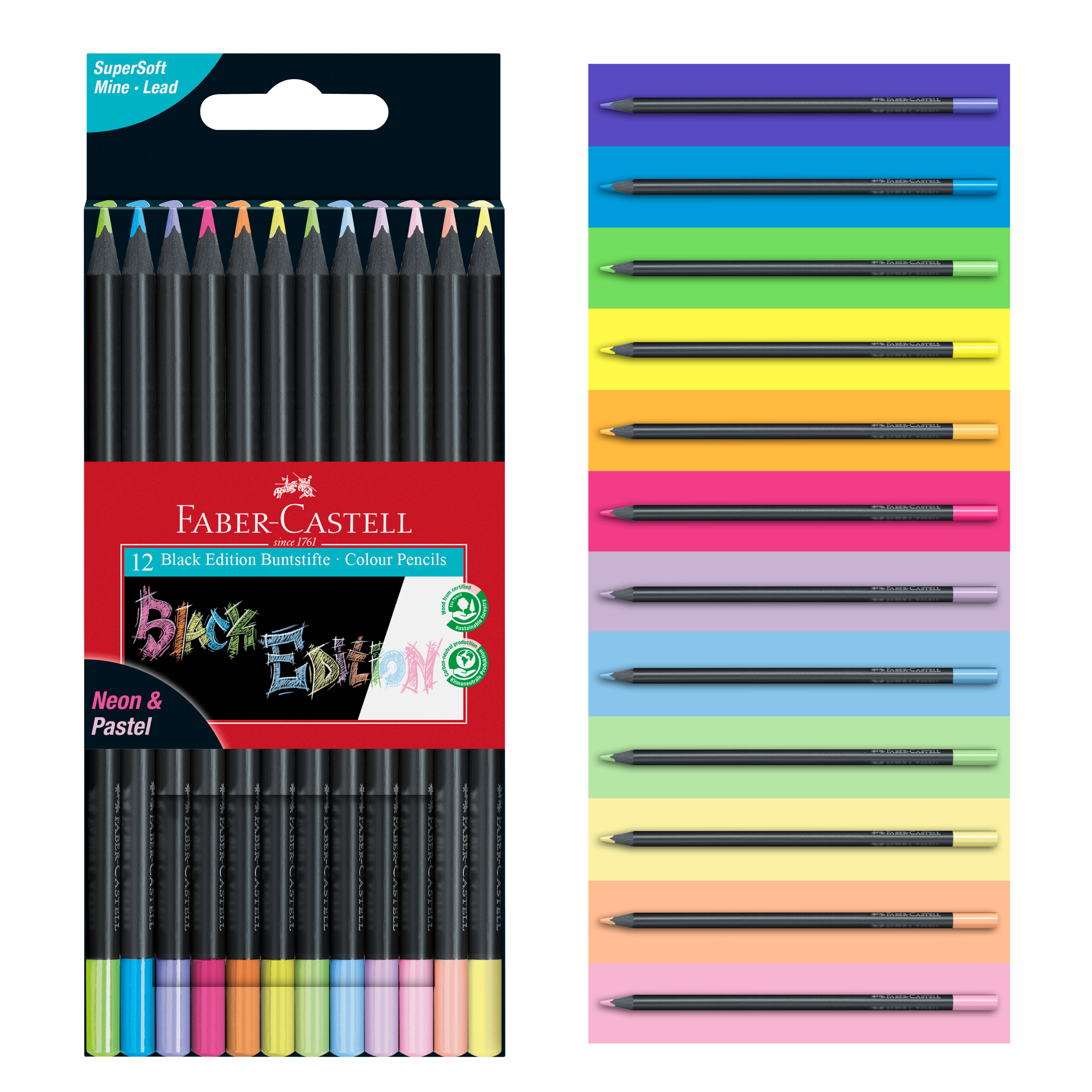 Faber-Castell® Black Edition Neon & Pastel Colored Pencils